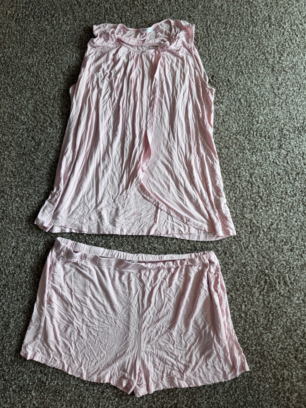 Ekouaer Women's Pink Post Partum Breast FeedingTank & Shorts Pajama Set XL